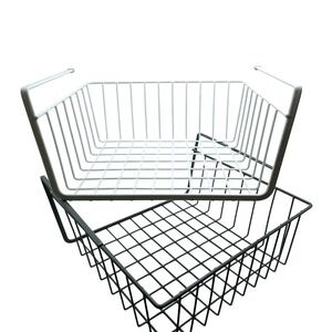 Under Shelf Baskets Set of 2 White Black Metal Storage Organizer Wire